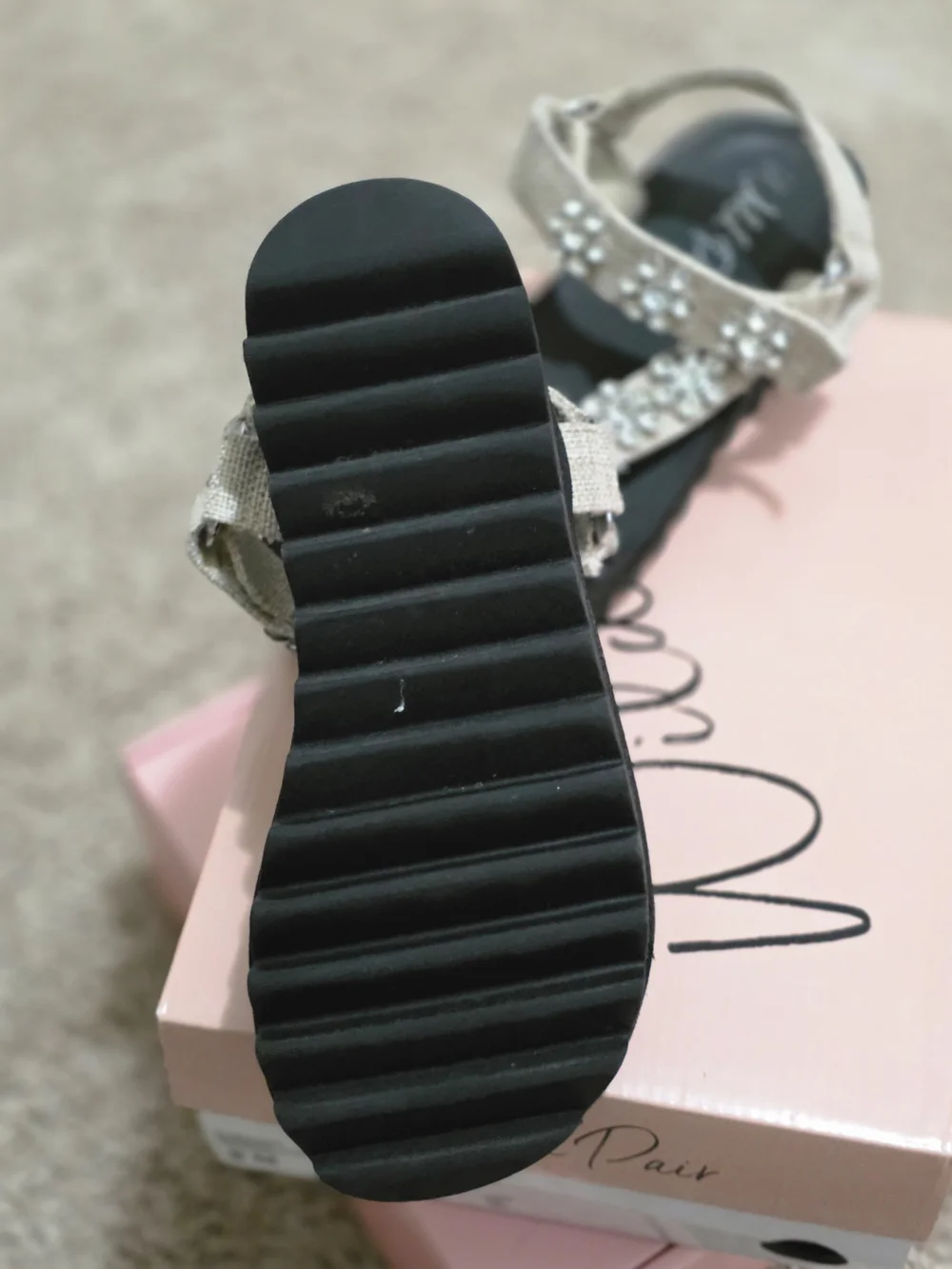 Wild Pair Cream Jeweled Strappy Sport Sandals for Women